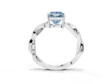 Silver Fancy Blue Princess  Solitaire Twisted Pave Diamond Ring with Four-Prong Setting_3