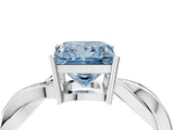 Silver Fancy Blue Princess  Solitaire Twisted Pave Diamond Ring with Four-Prong Setting_4