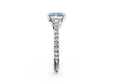 Silver Fancy Blue Radiant  Brilliant Diamond Solitaire with Pavé Band and Four-Prong Setting 3