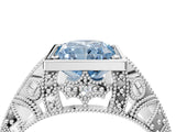 Silver Fancy Blue Radiant Cut Brilliant Milgrain Filigree Diamond Ring with Square Prong Setting_16