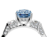 Silver Fancy Blue Radiant Cut Brilliant Three-Stone Pave Band with Four-Prong Setting_10