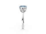 Silver Fancy Blue Radiant Cut Cut Diamond Cluster Ring with Solitaire Band and Four-Prong Setting_20