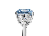 Silver Fancy Blue Radiant Cut Cut Diamond Cluster Ring with Solitaire Band and Four-Prong Setting_23