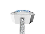 Silver Fancy Blue Radiant Cut-Cut Diamond Halo Engagement Ring with Pave Band and Prong Setting_11