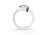 Silver Fancy Blue Radiant Cut-Cut Diamond Halo Engagement Ring with Pave Band and Prong Setting_9