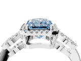 Silver Fancy Blue Radiant Cut Cut Halo Diamond Infinity Band with Four-Prong Setting_10