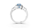 Silver Fancy Blue Radiant Cut Cut Halo Diamond Infinity Band with Four-Prong Setting_9
