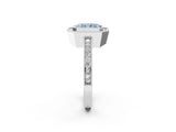 Silver Fancy Blue Radiant Cut Cut Halo Pavé Diamond Ring_14