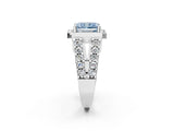 Silver Fancy Blue Radiant Cut Cut Halo Split Shank Prong Set Ring_8