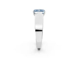 Silver Fancy Blue Radiant Cut Diamond Channel Set Solitaire Ring with Four-Prong Setting_83