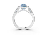 Silver Fancy Blue Radiant Cut Diamond Channel Set Solitaire Ring with Four-Prong Setting_84