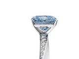 Silver Fancy Blue Radiant Cut Diamond Engagement Ring with Side Stone Accents and Four-Prong Setting_41