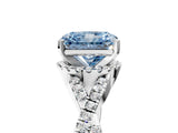 Silver Fancy Blue Radiant Cut Diamond  Halo Twist Band Solitaire Prong Setting Ring_23