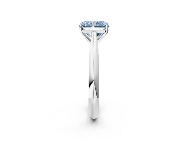 Sterling Silver Radiant Cut Solitaire Cathedral Engagement Ring Setting for Fancy Blue Center