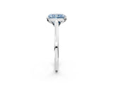 Silver Fancy Blue Radiant Cut Diamond Solitaire Ring with Flower Prong Setting and Classic Band_14