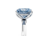 Silver Fancy Blue Radiant Cut Diamond Solitaire Ring with Thin Band and Prong Setting_5