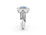 Silver Fancy Blue Radiant Cut Halo Diamond Engagement Ring with Pave Split Shank and Four-Prong Setting_32