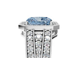 Silver Fancy Blue Radiant Cut Halo Diamond Split Shank Ring with Prong Setting_11