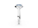 Silver Fancy Blue Radiant  Cut Halo Solitaire Engagement Ring with Square Band and Four-Prong Setting_14