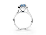 Silver Fancy Blue Radiant  Cut Halo Solitaire Engagement Ring with Square Band and Four-Prong Setting_15