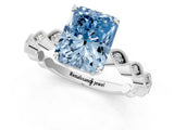 Silver Fancy Blue Radiant Cut Solitaire Diamond Ring with Infinity Twist Band and Four-Prong Setting_37