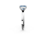 Silver Fancy Blue Radiant  Cut Solitaire Engagement Ring with Flat Band and Four-Prong Setting 2