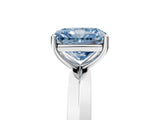 Silver Fancy Blue Radiant  Cut Solitaire Engagement Ring with Flat Band and Four-Prong Setting 5