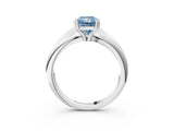 Silver Fancy Blue Radiant  Cut Solitaire Engagement Ring with Tapered Band and Four-Prong Setting 4