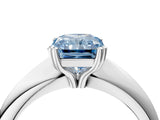 Silver Fancy Blue Radiant  Cut Solitaire Engagement Ring with Tapered Band and Four-Prong Setting 5