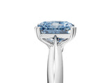 Silver Fancy Blue Radiant  Cut Solitaire Engagement Ring with Tapered Band and Four-Prong Setting