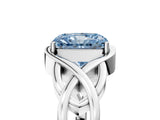 Silver Fancy Blue Radiant Cut Solitaire Intertwined Band Prong Setting Ring_11