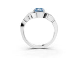 Silver Fancy Blue Radiant Cut Solitaire Intertwined Band Prong Setting Ring_9