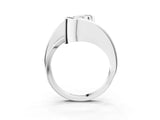 Silver Fancy Blue Radiant Cut Solitaire Tension-Set Diamond Split Shank Ring_9