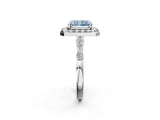 Silver Fancy Blue Radiant  Halo Diamond Engagement Ring with Twisted Band and Four-Prong Setting 2