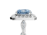 Silver Fancy Blue Radiant  Halo Diamond Engagement Ring with Twisted Band and Four-Prong Setting 5