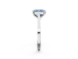 Silver Fancy Blue Radiant  Solitaire Diamond Ring with Four-Prong Setting and Tapered Band 2