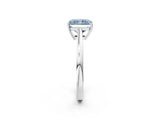 Silver Fancy Blue Radiant  Solitaire Diamond Ring with Split Shank and Four-Prong Setting_14