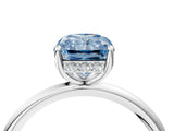 Silver Fancy Blue Radiant  Solitaire Diamond Ring with a Classic Band and Four-Prong Setting 4