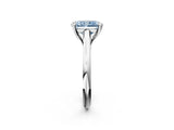 Silver Fancy Blue Radiant  Solitaire Engagement Ring with Six-Prong Setting and Classic Band 2