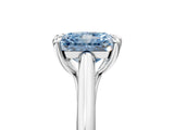 Silver Fancy Blue Radiant  Solitaire Engagement Ring with Six-Prong Setting and Classic Band 5