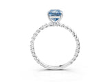 Silver Fancy Blue Radiant  Solitaire Twist Band Ring with Four-Prong Setting_3