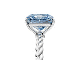 Silver Fancy Blue Radiant  Solitaire Twist Band Ring with Four-Prong Setting_5