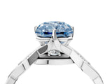 Silver Fancy Blue Radiant  Solitaire Twist Band with Leaf Prong Setting 5