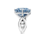 Silver Fancy Blue Radiant  Solitaire Twist Band with Leaf Prong Setting