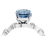 Silver Fancy Blue Radiant  Solitaire Twisted Band with Prong Setting 4