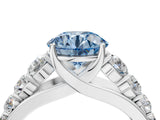 Silver Fancy Blue Round Cut Brilliant Diamond Pavé Band with Six-Prong Setting_22