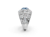 Silver Fancy Blue Round Cut Brilliant Halo Pave Diamond Milgrain Ring_8
