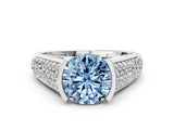 Silver Fancy Blue Round Cut Cut Diamond Channel Set Pave Band with Tension Prong Setting_6
