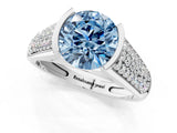 Silver Fancy Blue Round Cut Cut Diamond Channel Set Pave Band with Tension Prong Setting_7