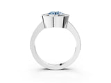 Silver Fancy Blue Round Cut-Cut Diamond Halo Engagement Ring with Pave Band and Prong Setting_15